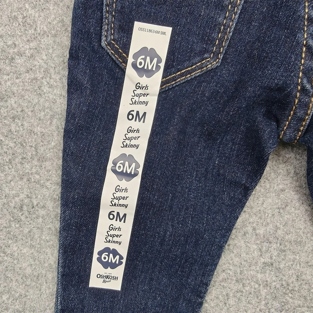 OshKosh B'gosh Jeans Girls Size 3-6 Months Blue Super Skinny Denim New‎